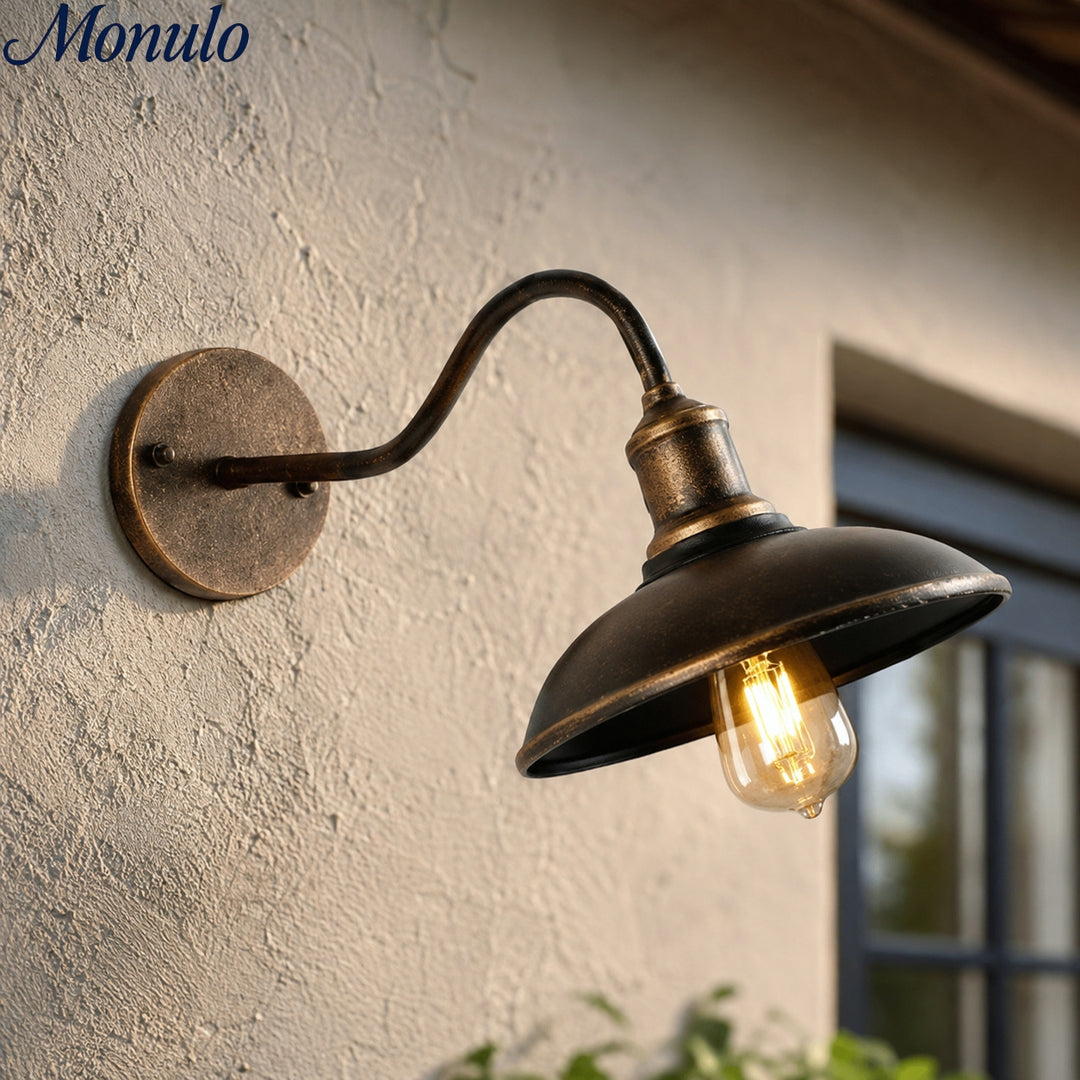 Aplique de pared industrial de estilo rústico: lámpara de cuenco vintage para exteriores