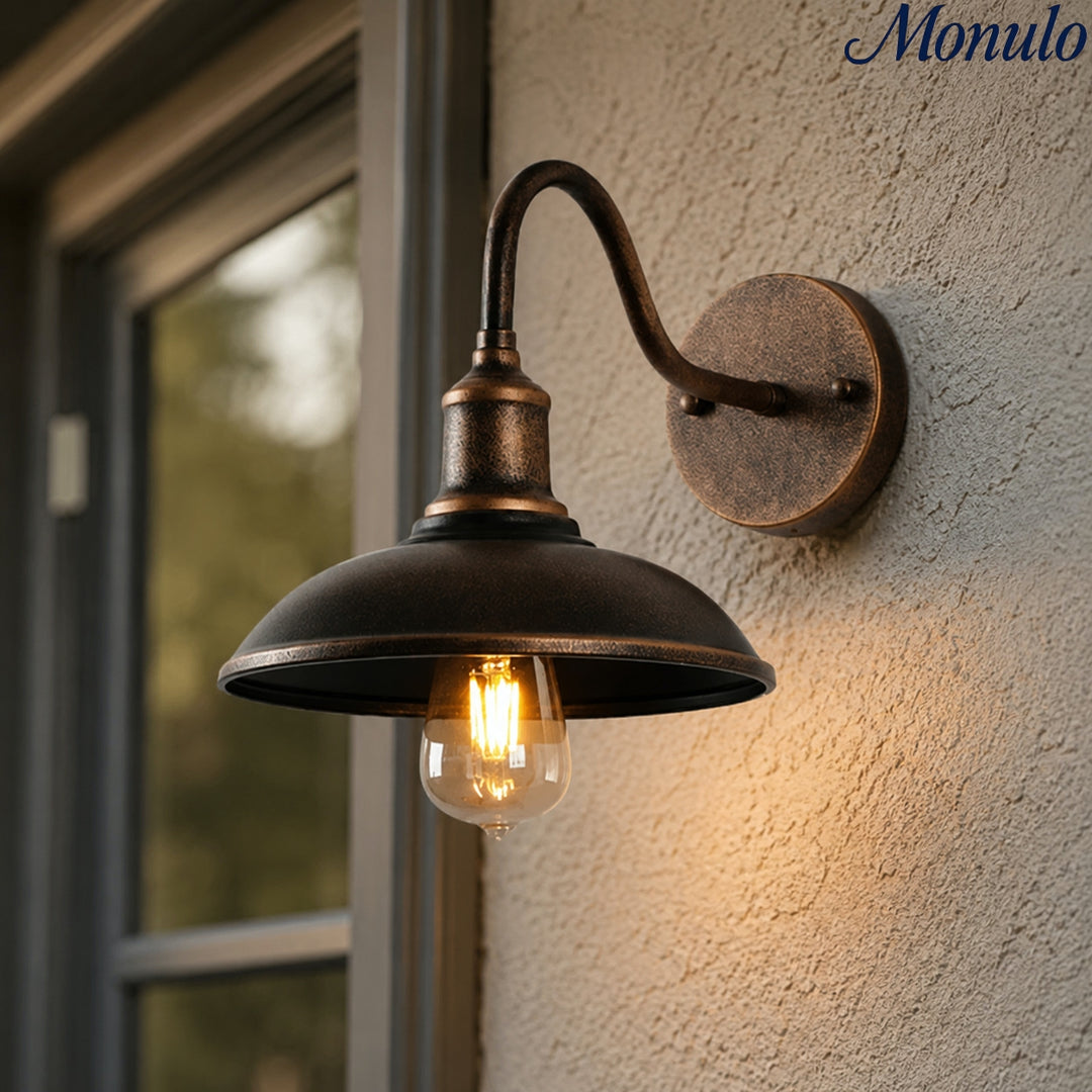 Aplique de pared industrial de estilo rústico: lámpara de cuenco vintage para exteriores
