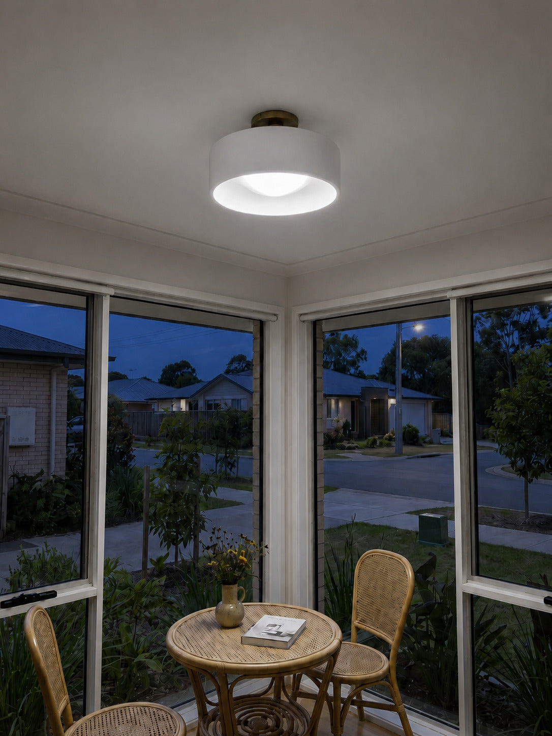 Cerova Porcelain Flush Mount Ceiling Light – Modern Low-Profile Fixture
