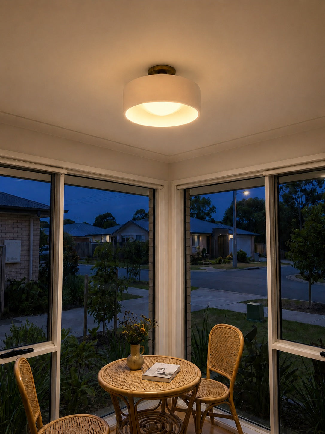 Cerova Porcelain Flush Mount Ceiling Light – Modern Low-Profile Fixture