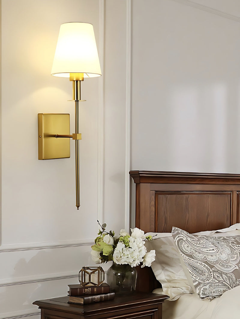 Klassischer Stoffschirm Batterie Kabellose Wandlampe