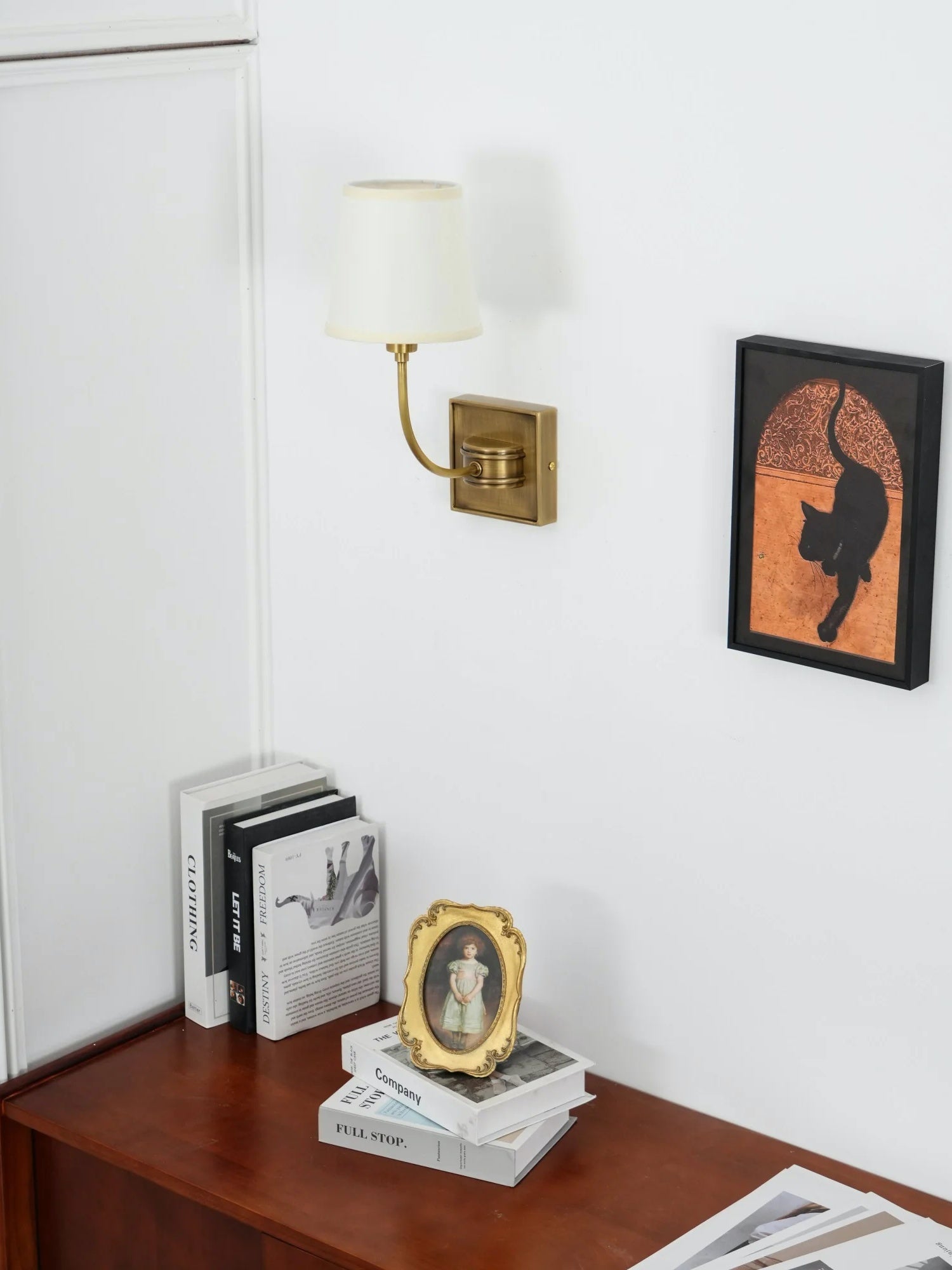 Aplique de pared con pantalla de tambor: aplique de tela moderno para dormitorio o pasillo 