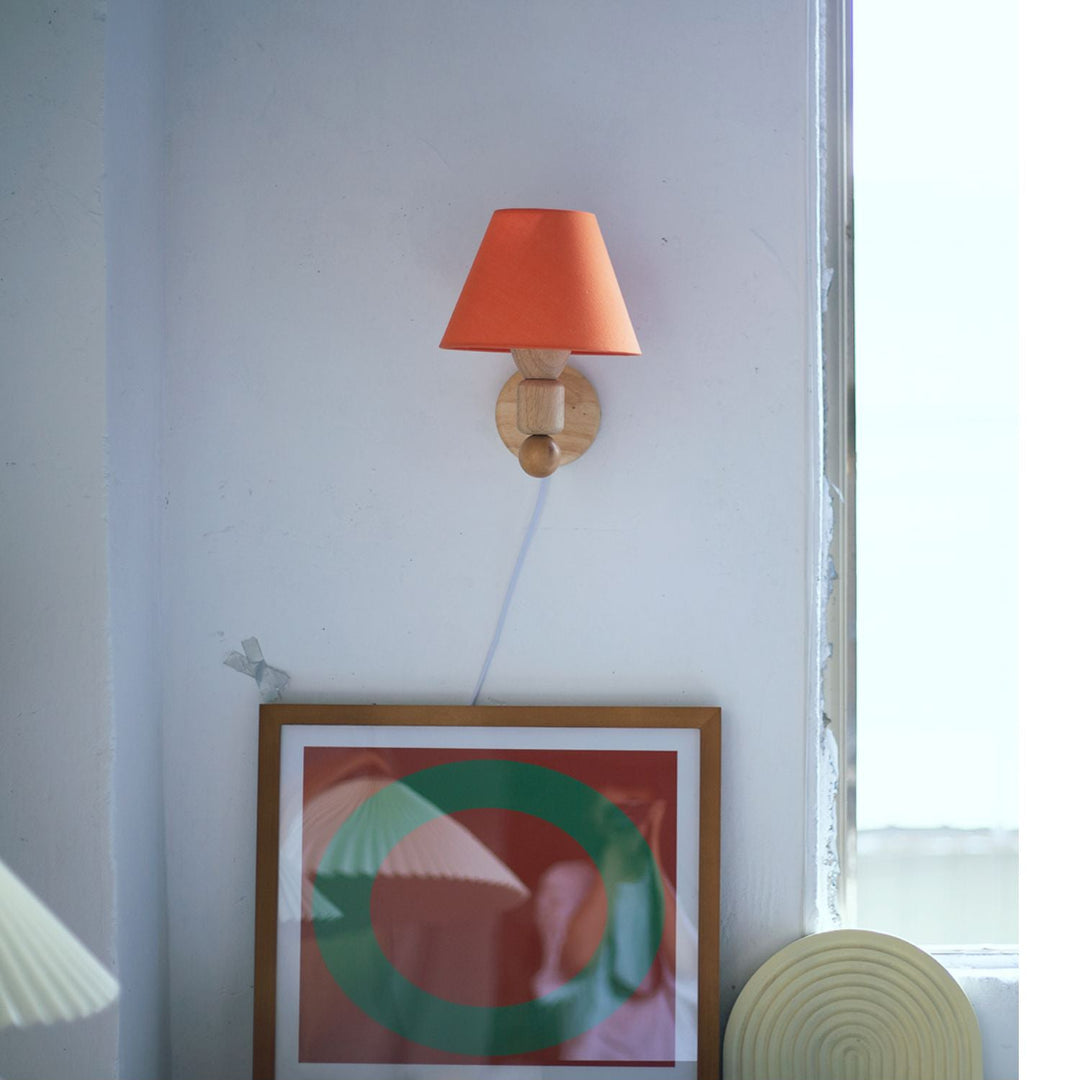 Wood-Arm Contrast Fabric Wall Sconce product view 12