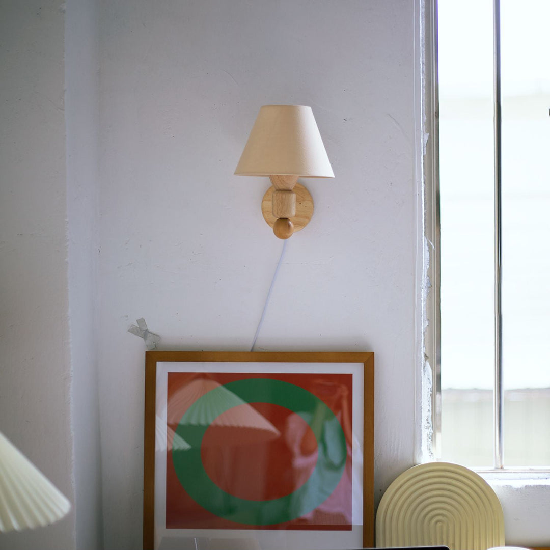 Wood-Arm Contrast Fabric Wall Sconce product view 8