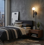Load image into Gallery viewer, Walnut Stem and Glass Globe Plug-In Wall Lamp product view 11