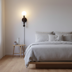Load image into Gallery viewer, Walnut Stem and Glass Globe Plug-In Wall Lamp product view 9