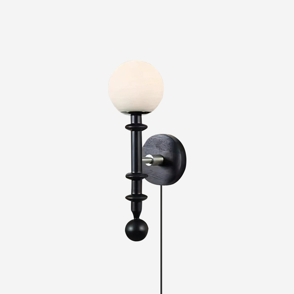 Walnut Stem and Glass Globe Plug-In Wall Lamp product view 21