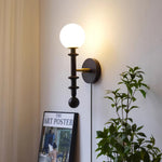 Load image into Gallery viewer, Walnut Stem and Glass Globe Plug-In Wall Lamp product view 4
