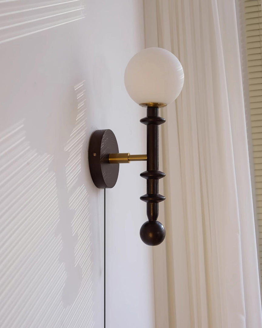 Walnut Stem and Glass Globe Plug-In Wall Lamp product view 14