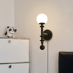 Load image into Gallery viewer, Walnut Stem and Glass Globe Plug-In Wall Lamp product view 15
