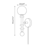 Load image into Gallery viewer, Walnut Stem and Glass Globe Plug-In Wall Lamp dimension drawing 5