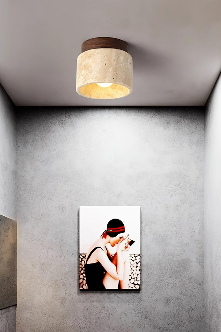Cylindrical Travertine Wooden Ceiling Lights