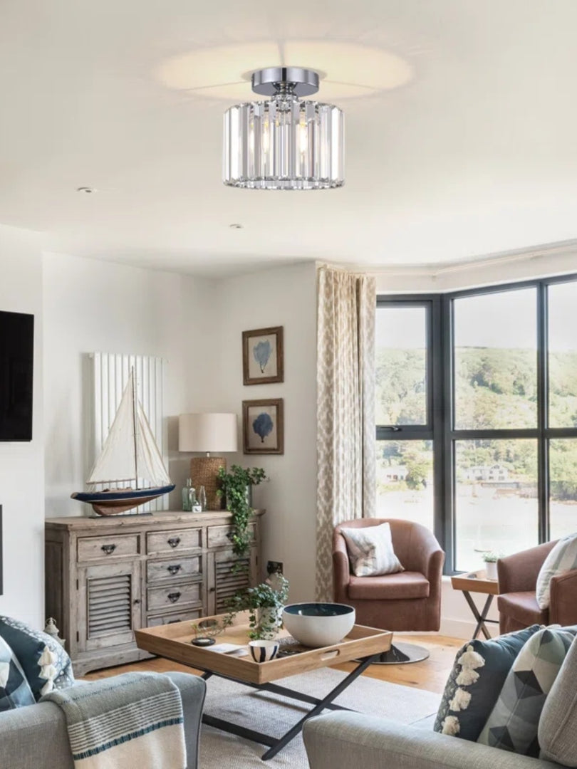 Modern Semi-Recessed Crystal Ceiling Lamp