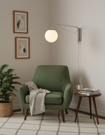 Bild in Gallery-Viewer laden, Chrome Pivot-Arm Globe Plug-In Wall Lamp product view