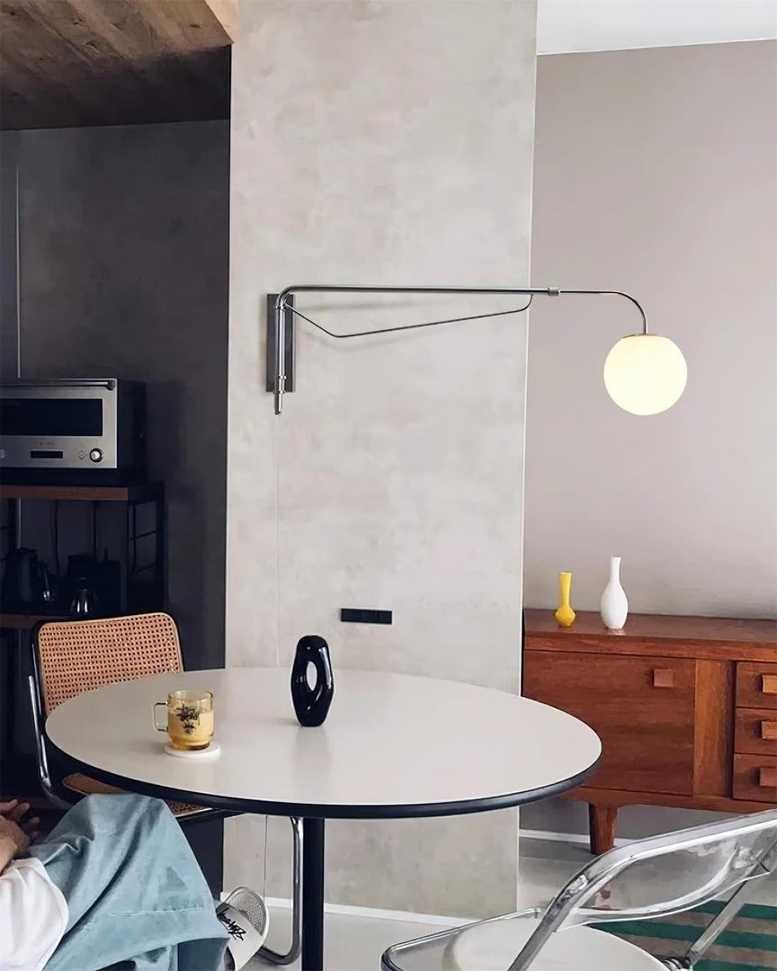 Chrome Pivot-Arm Globe Plug-In Wall Lamp product view