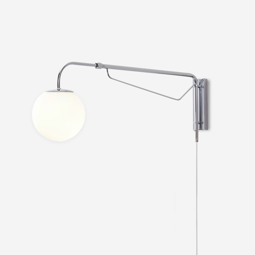 Chrome Pivot-Arm Globe Plug-In Wall Lamp product view