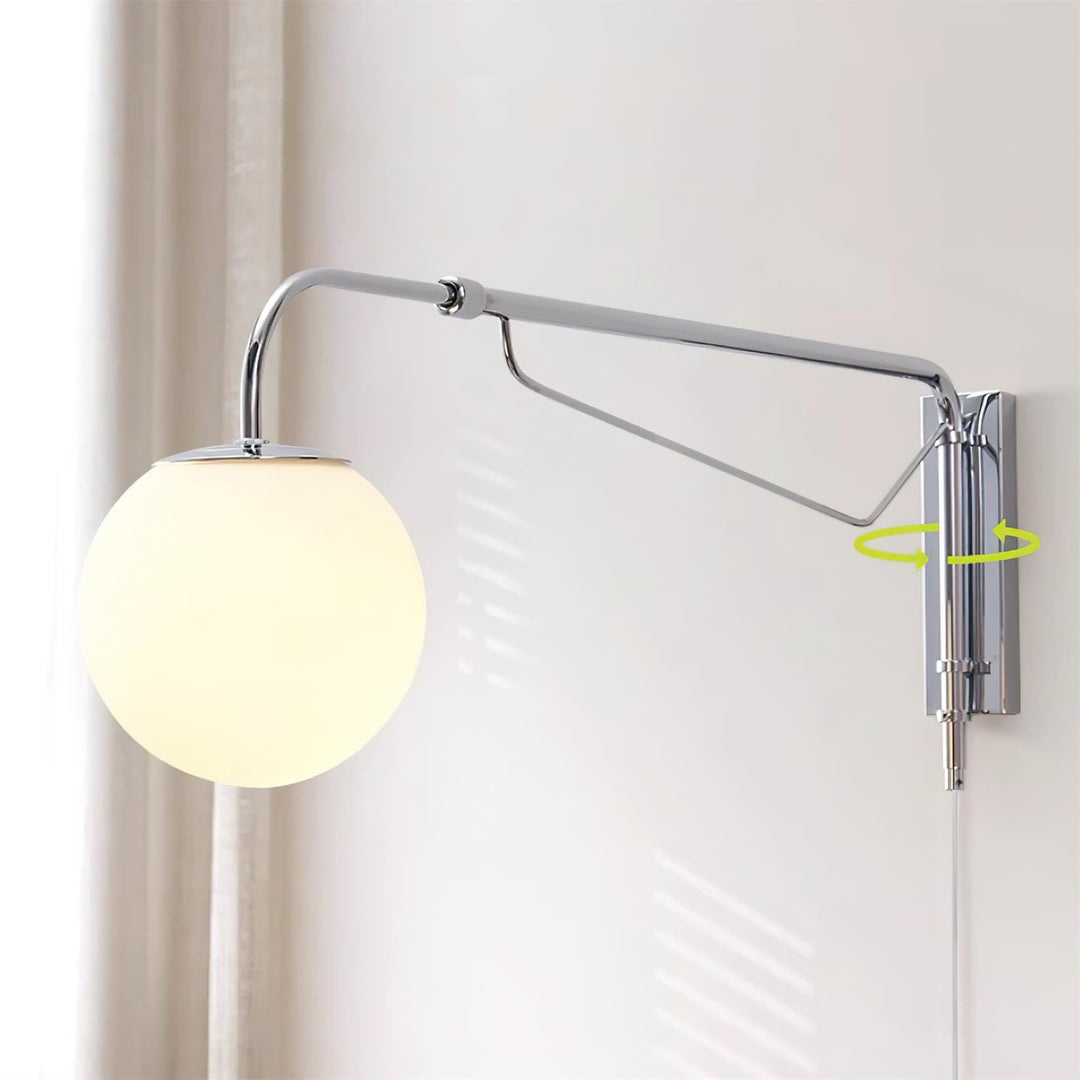 Chrome Pivot-Arm Globe Plug-In Wall Lamp product view