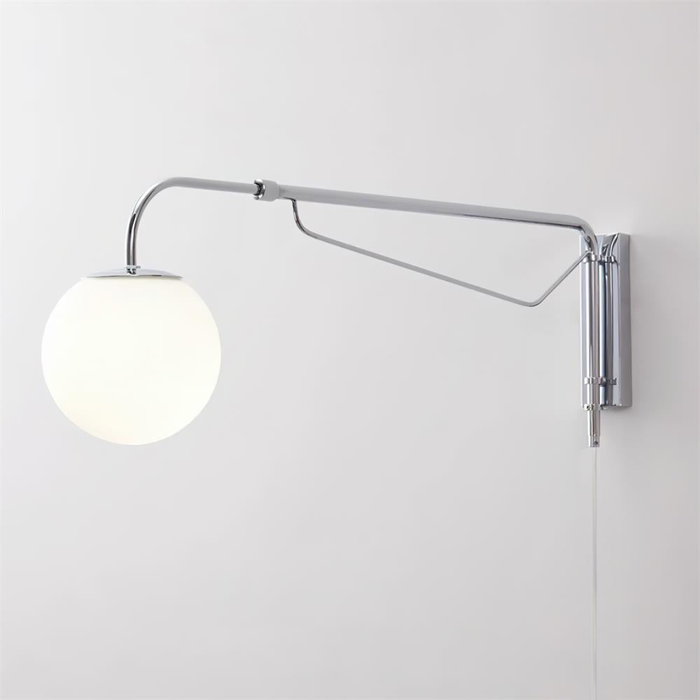Chrome Pivot-Arm Globe Plug-In Wall Lamp product view