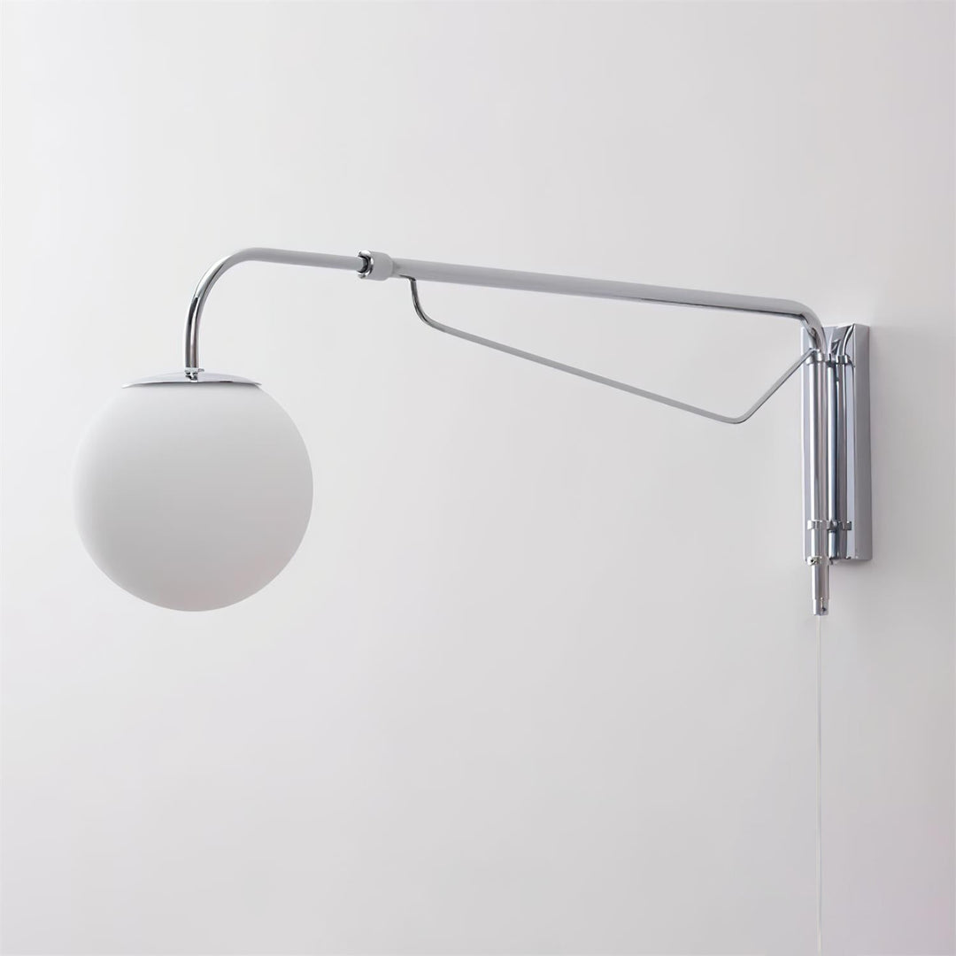 Chrome Pivot-Arm Globe Plug-In Wall Lamp product view
