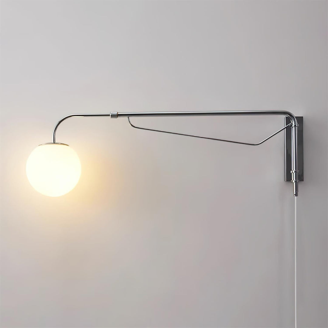 Chrome Pivot-Arm Globe Plug-In Wall Lamp product view