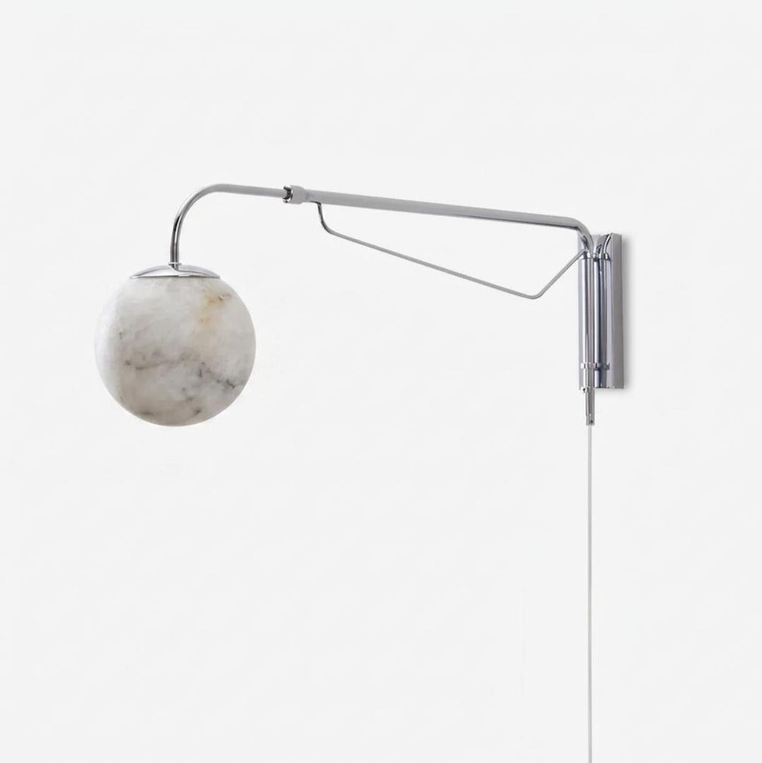 Chrome Arm Alabaster Orb Plug-In Wall Sconce - product view 17
