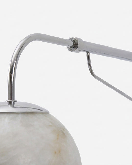Chrome Arm Alabaster Orb Plug-In Wall Sconce - product view 14