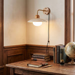 Load image into Gallery viewer, Dome Arm Travertine Plug-In Wall Light - product image 4
