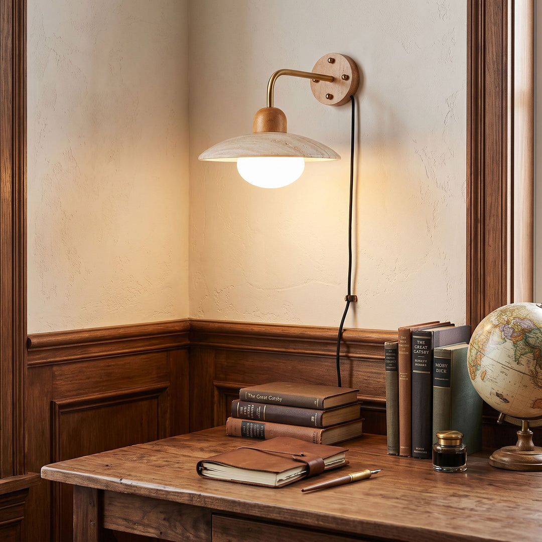 Dome Arm Travertine Plug-In Wall Light - product image 4