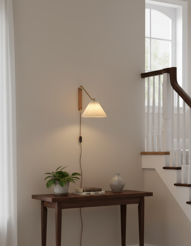 Pleated Shade Swing-Arm Plug-In Wall Lamp product view