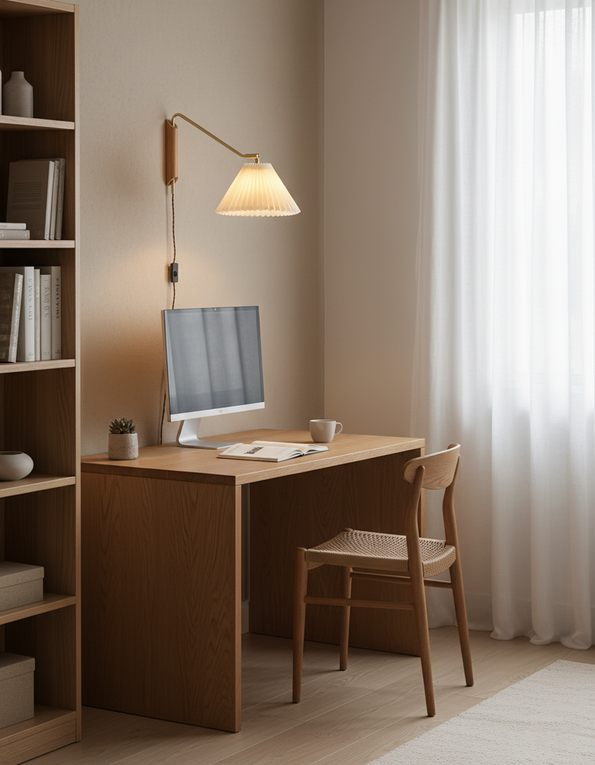 Pleated Shade Swing-Arm Plug-In Wall Lamp product view