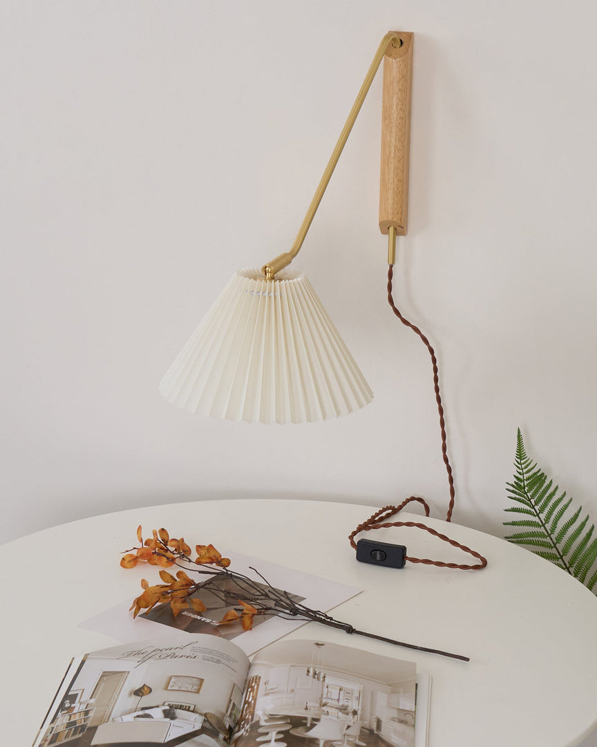 Pleated Shade Swing-Arm Plug-In Wall Lamp product view