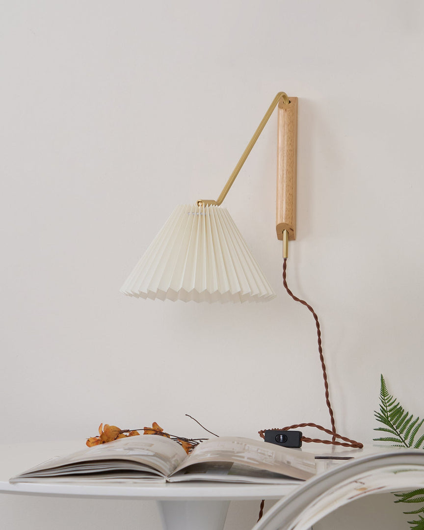 Pleated Shade Swing-Arm Plug-In Wall Lamp product view