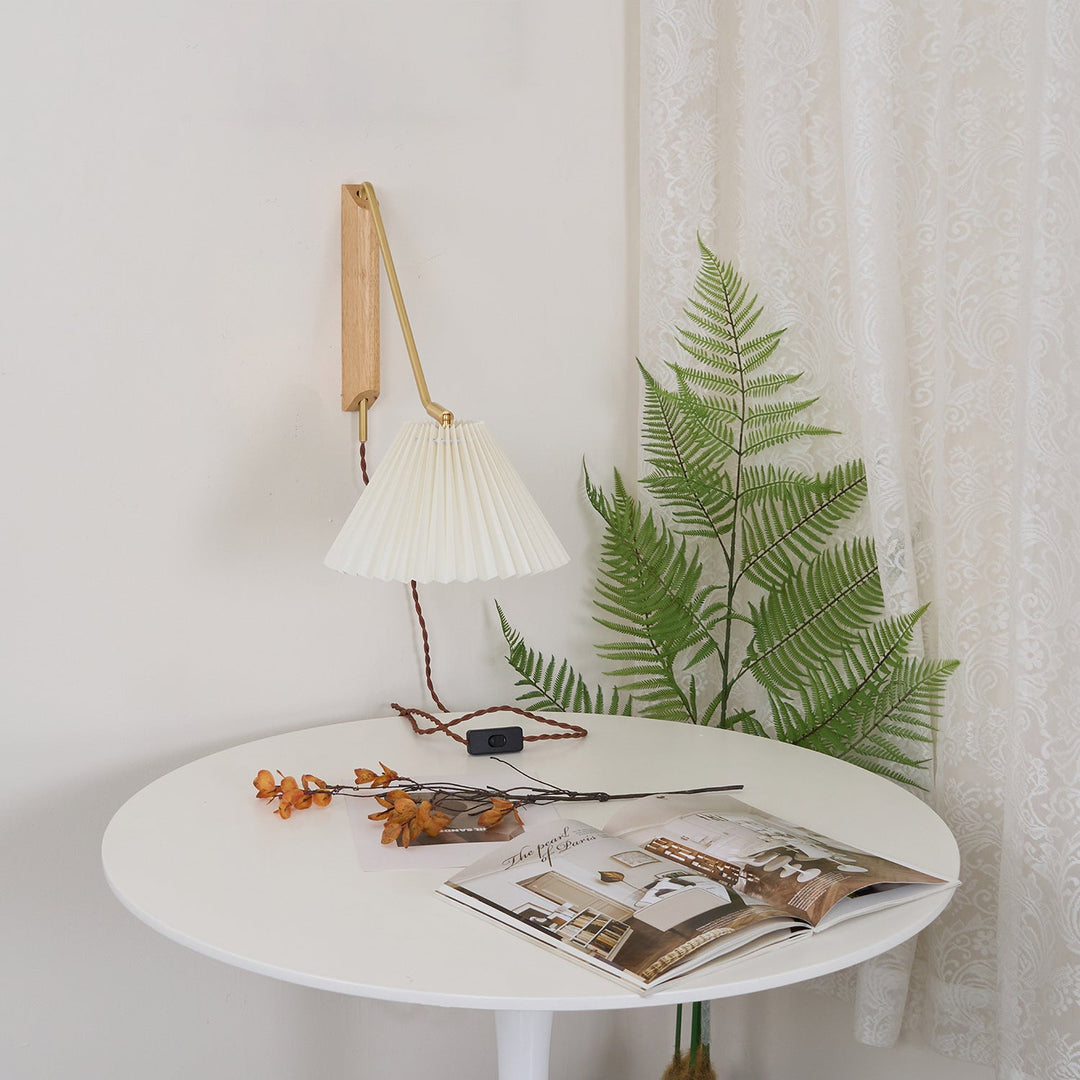 Pleated Shade Swing-Arm Plug-In Wall Lamp product view