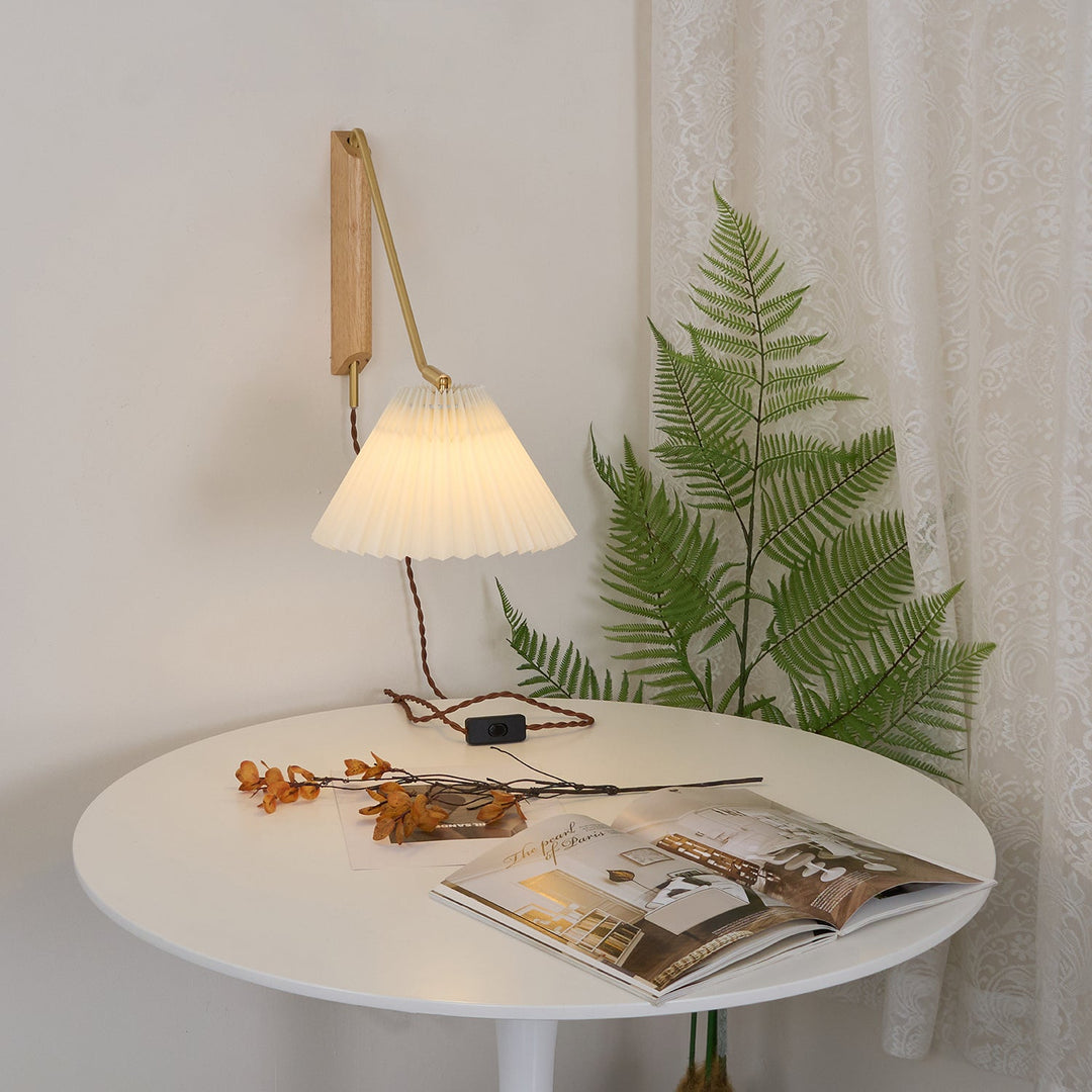 Pleated Shade Swing-Arm Plug-In Wall Lamp product view