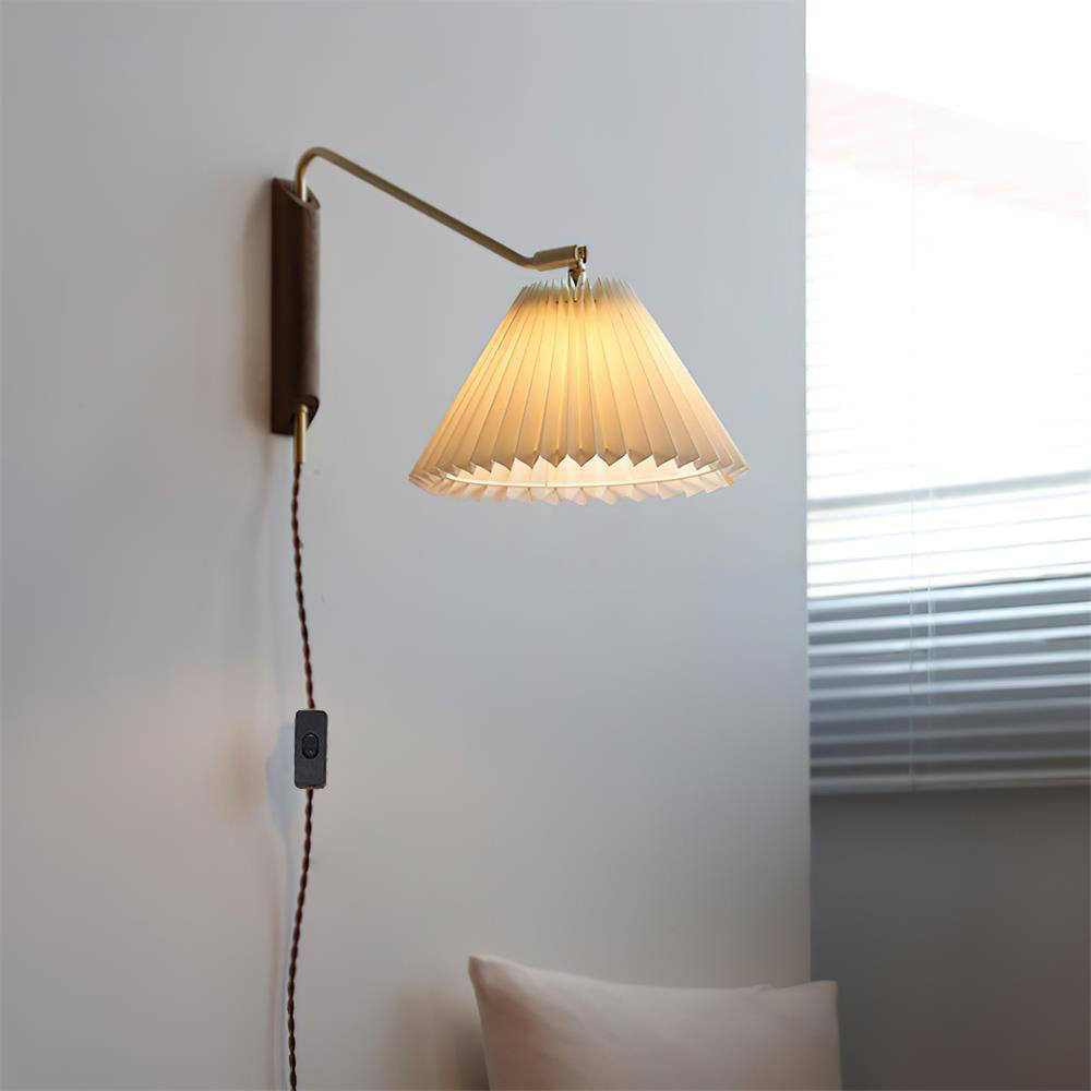Pleated Shade Swing-Arm Plug-In Wall Lamp product view