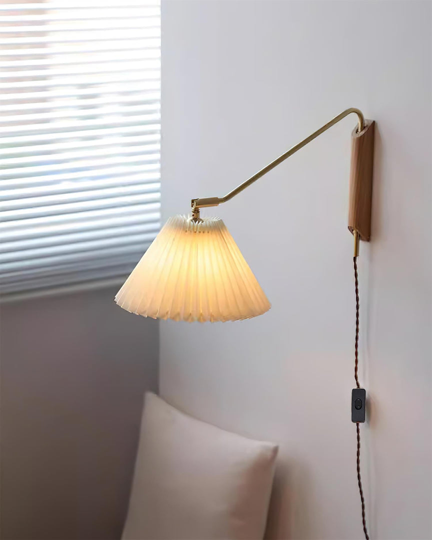 Pleated Shade Swing-Arm Plug-In Wall Lamp product view