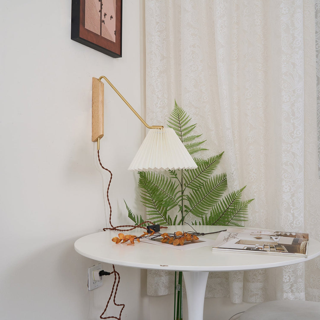 Pleated Shade Swing-Arm Plug-In Wall Lamp product view