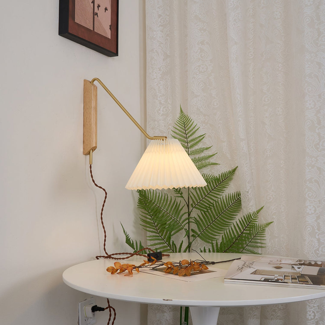 Pleated Shade Swing-Arm Plug-In Wall Lamp product view