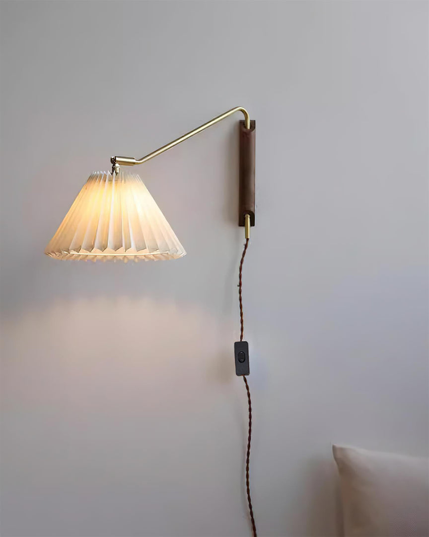Pleated Shade Swing-Arm Plug-In Wall Lamp product view