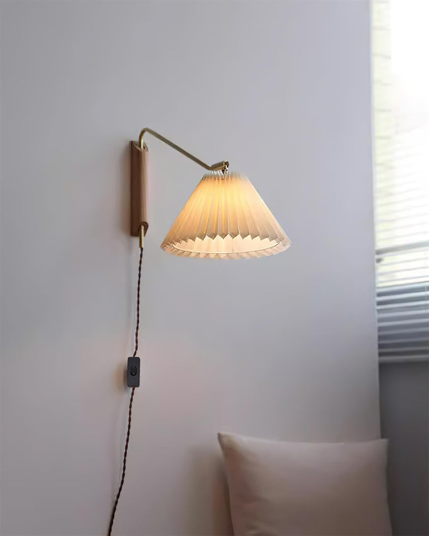 Pleated Shade Swing-Arm Plug-In Wall Lamp product view