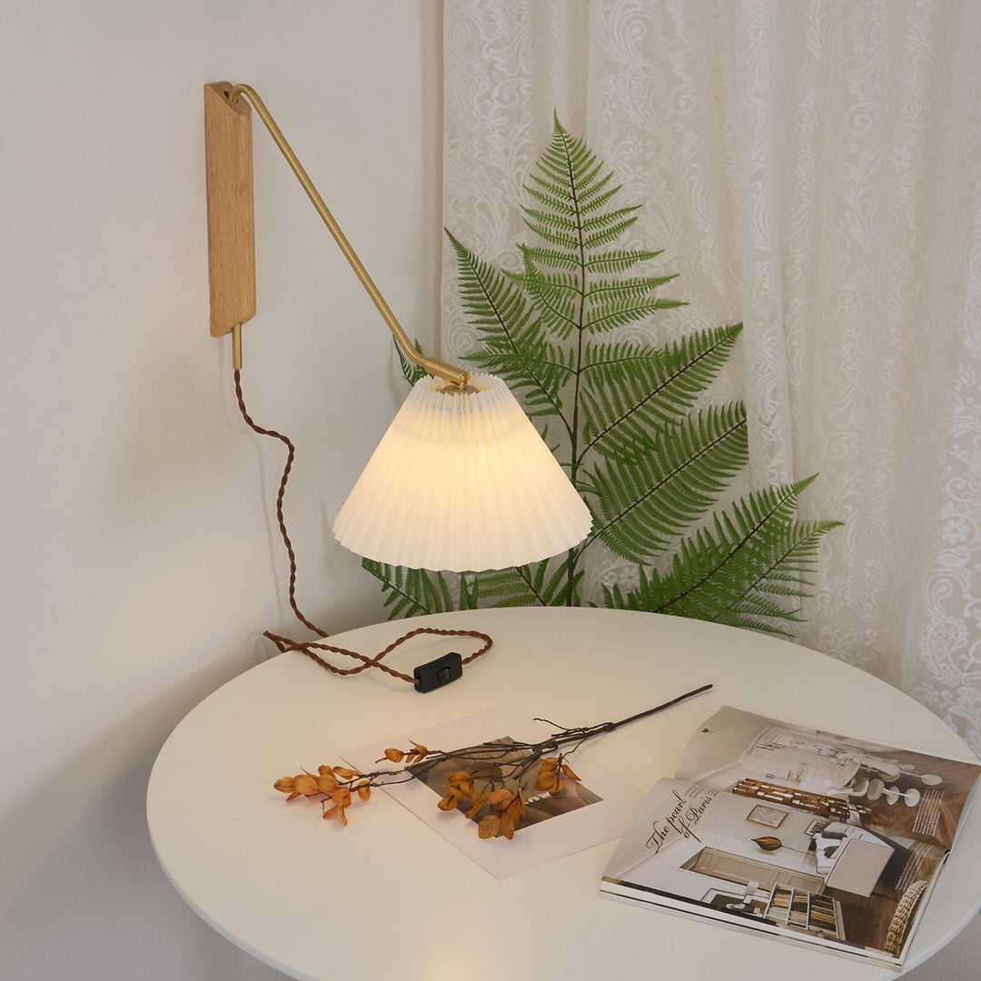 Pleated Shade Swing-Arm Plug-In Wall Lamp product view
