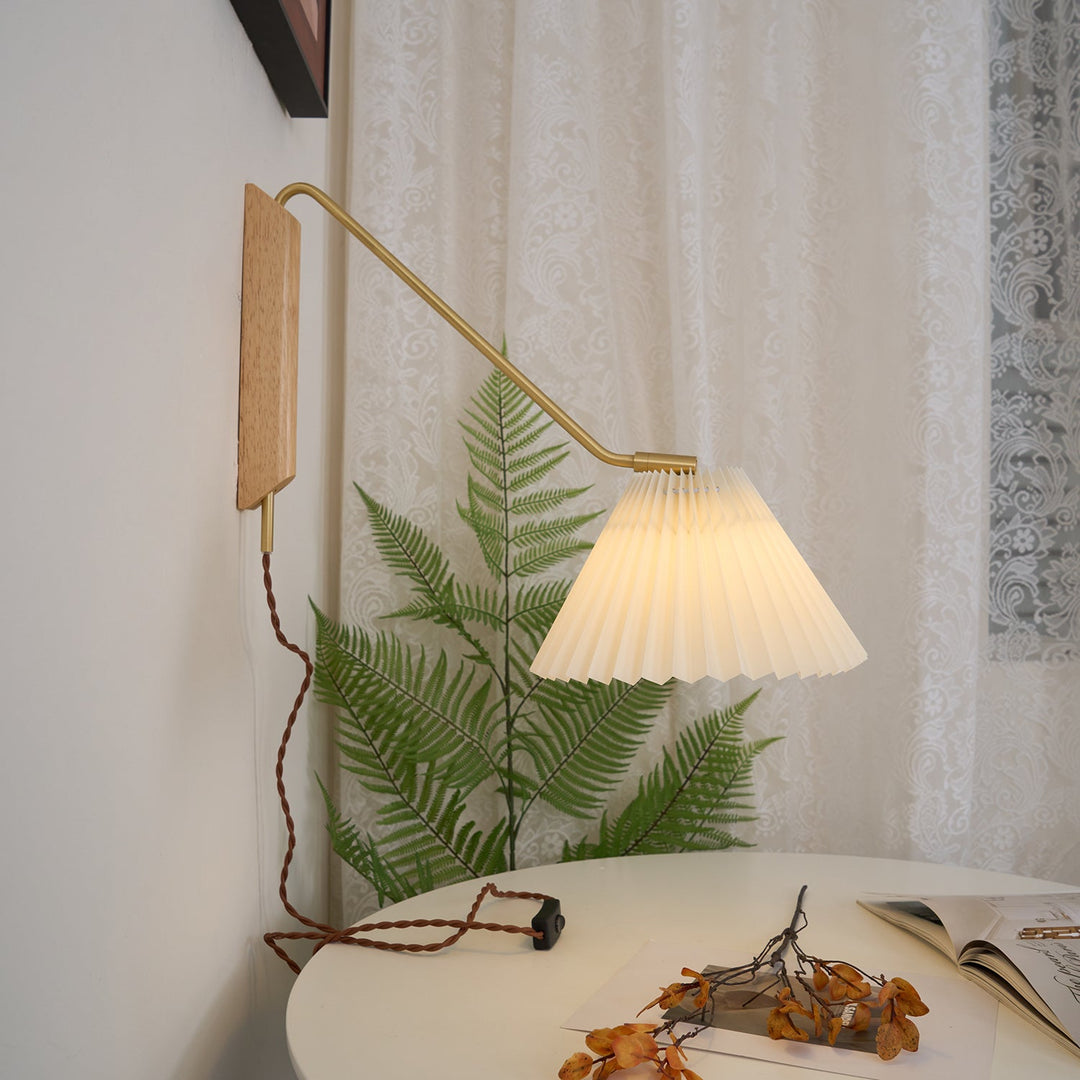 Pleated Shade Swing-Arm Plug-In Wall Lamp product view