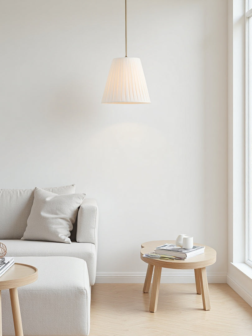 Suspension moderne en tissu - Abat-jour tambour conique pour une lueur douce