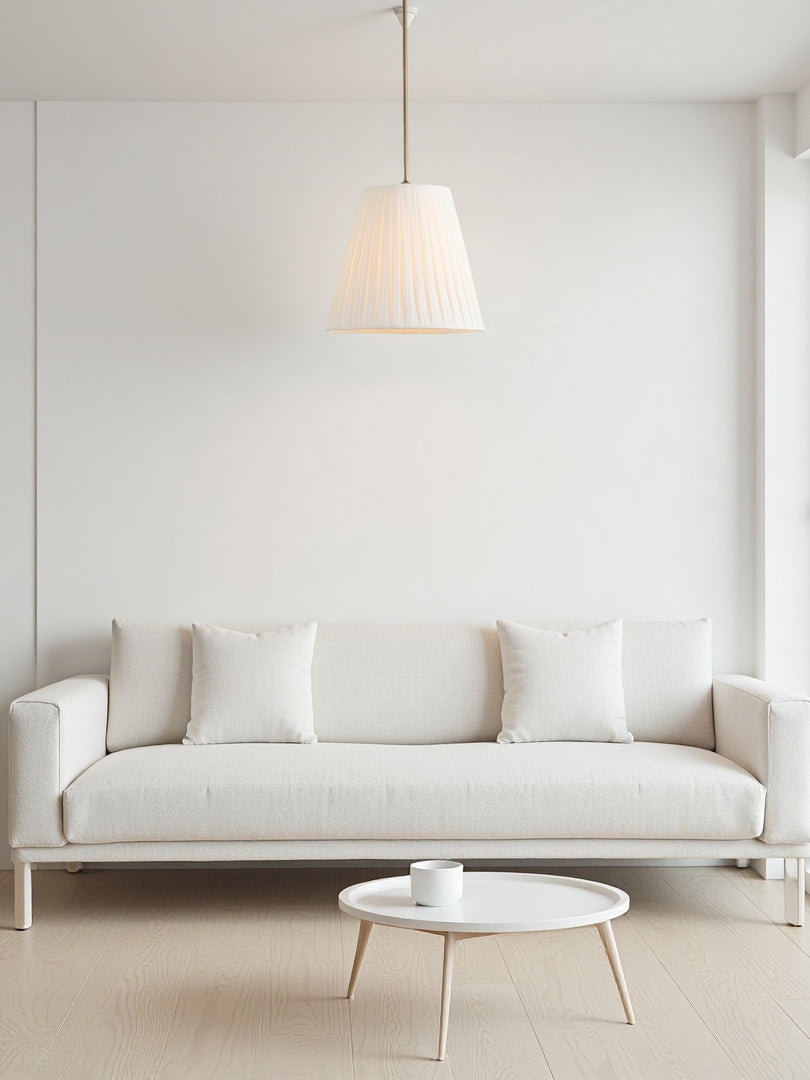 Suspension moderne en tissu - Abat-jour tambour conique pour une lueur douce
