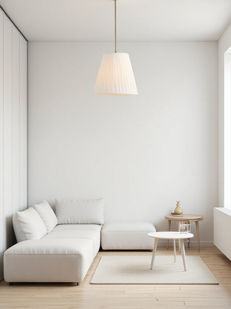 Suspension moderne en tissu - Abat-jour tambour conique pour une lueur douce