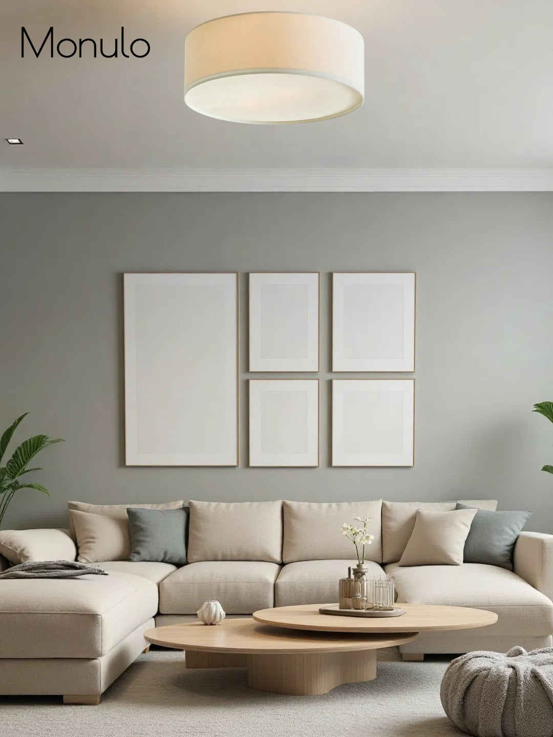 Plafonnier tambour Dumora - Abat-jour en lin, élégance moderne