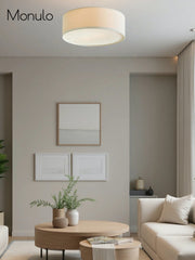 Dumora Drum Flush Mount Ceiling Light - Linen Shade Modern Elegance