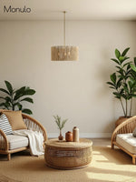 Load image into Gallery viewer, Dumora Farmhouse Drum Pendant Light - Woven Shade With Brass Accents
