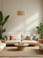 Load image into Gallery viewer, Dumora Farmhouse Drum Pendant Light - Woven Shade With Brass Accents
