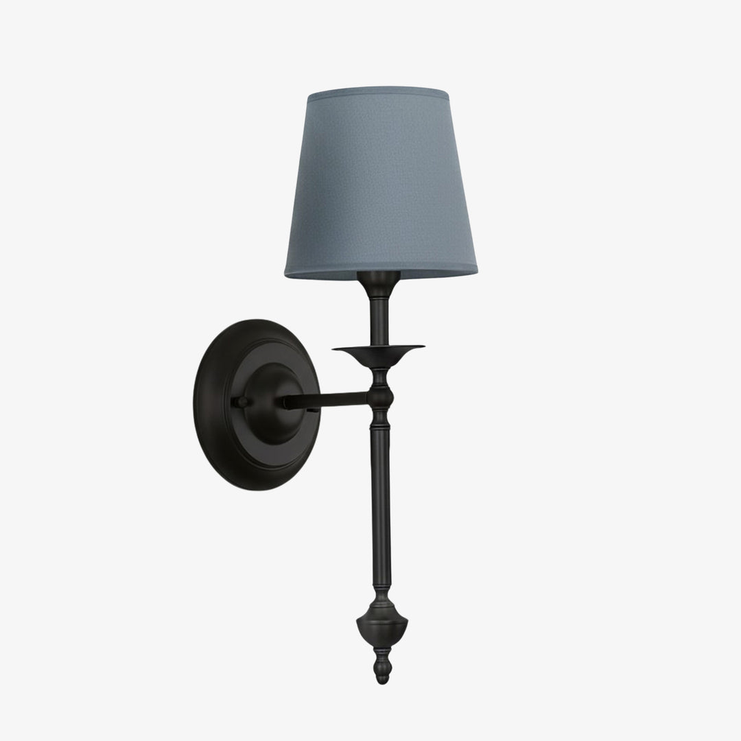 Aplique de pared con pantalla de tela Rowan en cobre antiguo: lámpara vintage de lujo para interiores 